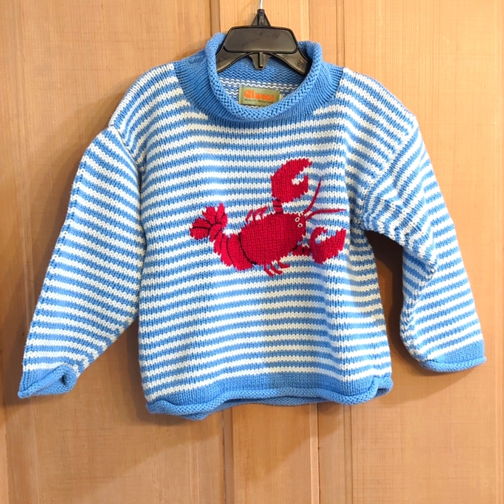 Claver lux lobster cotton sweater Peruvian rolled neck line hem cuffs